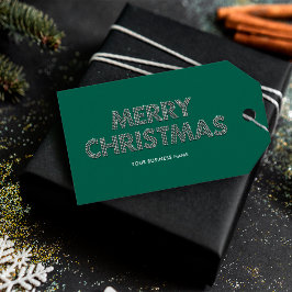 エレガントダイヤモンド グリーン メリークリスマス ビジネス ギフトタグ