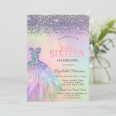 エレガントダイヤモンド、ドレスホログラフィックスウィート16 招待状 (スタンド正面)