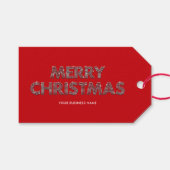 エレガントダイヤモンド 赤いメリークリスマス ビジネス ギフトタグ (正面(横))