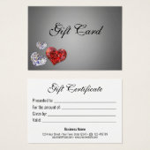 エレガントダイヤ大切モンドハートのギフト証明書 (正面&裏面)