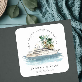 エレガントダスキークルーズシップ結婚パームシースケープ スクエアシール