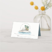 エレガントダスキークルーズシップ結婚パームシースケープ プレイスカード (裏面)