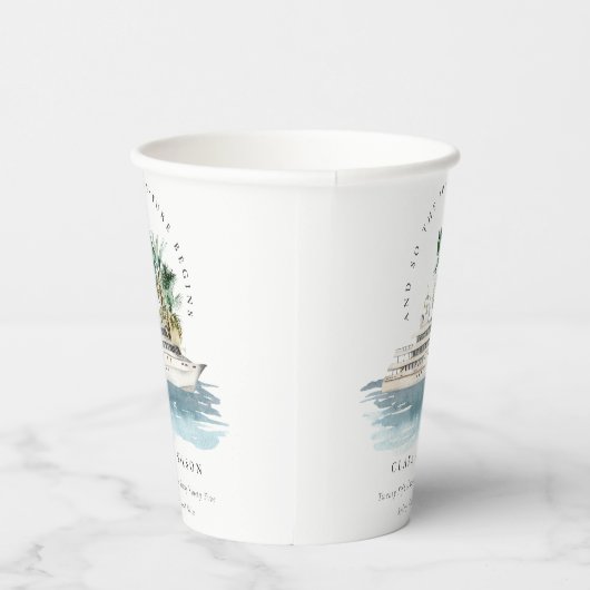 エレガントダスキークルーズシップ結婚パームシースケープ 紙コップ (右)