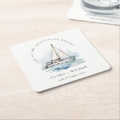エレガントダスキーヨットシースケープ結婚ス スクエアペーパーコースター (アングル)
