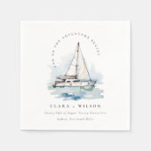 エレガントダスキーヨットシースケープ結婚ス スタンダードカクテルナプキン (正面)