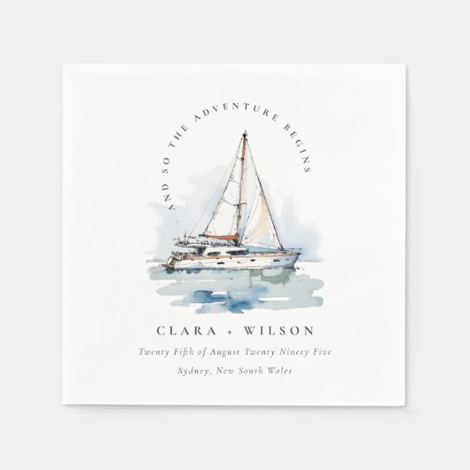 エレガントダスキーヨットシースケープ結婚ス スタンダードカクテルナプキン (正面)