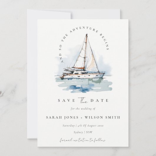 エレガントダスキーヨットシースケープ結婚ス セーブザデート (正面)