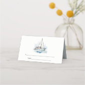 エレガントダスキーヨットシースケープ結婚ス プレイスカード (裏面)