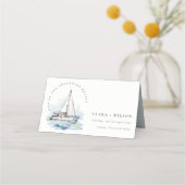 エレガントダスキーヨットシースケープ結婚ス プレイスカード (正面)