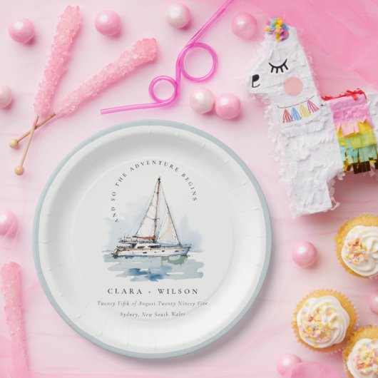 エレガントダスキーヨットシースケープ結婚ス ペーパープレート (パーティー)
