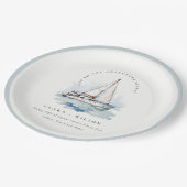 エレガントダスキーヨットシースケープ結婚ス ペーパープレート (アングル)