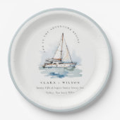 エレガントダスキーヨットシースケープ結婚ス ペーパープレート (正面)