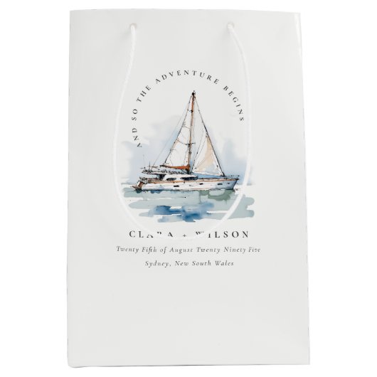 エレガントダスキーヨットシースケープ結婚ス ミディアムペーパーバッグ (正面)