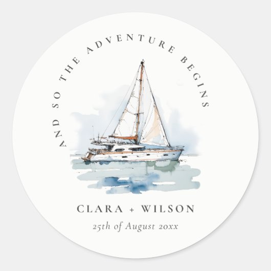 エレガントダスキーヨットシースケープ結婚ス ラウンドシール (正面)