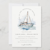 エレガントダスキーヨットシースケープ結婚ス 招待状 (正面)