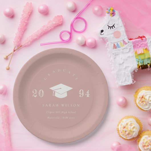 エレガントダスキー赤面ピンクミニマルクシンプル卒業 ペーパープレート (パーティー)