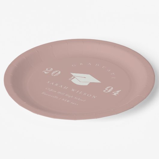 エレガントダスキー赤面ピンクミニマルクシンプル卒業 ペーパープレート (アングル)