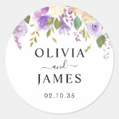 エレガントダスティパープルバイオレット結婚フローラ詳細 ラウンドシール (正面)