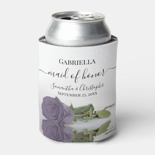 エレガントダスティパープルバラメイド・オブ・オーナー(花嫁付き添い人)結婚ズ 缶クーラー (缶正面)