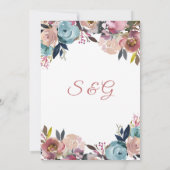 エレガントダスティピンクピーチブルーフローラ結婚ズ 招待状 (裏面)