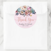 エレガントダスティピンクブルーフローラ結婚の感謝 ラウンドシール (バッグ)