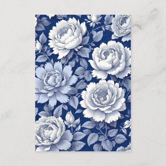 エレガントダスティフランスのブルーヴィンテージ結婚フローラ エンクロージャーカード (裏面)