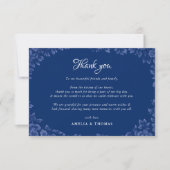 エレガントダスティフランスのブルーヴィンテージ結婚フローラ サンキューカード (正面)