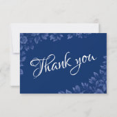 エレガントダスティフランスのブルーヴィンテージ結婚フローラ サンキューカード (裏面)