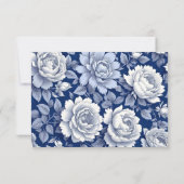 エレガントダスティフランスのブルーヴィンテージ結婚フローラ 出欠カード (裏面)