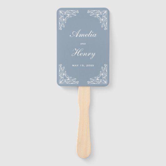 エレガントダスティブルーとホワ華美イ縁どズ ハンドファン (正面)