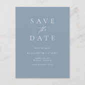 エレガントダスティブルーのシンプルなSave The Date ポストカード (正面)