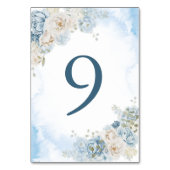 エレガントダスティブルーアイボリーバラ結婚花 テーブルナンバー (裏面)