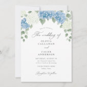 エレガントダスティブルーアジサイフローラ結婚ズ 招待状 (正面)