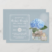 エレガントダスティブルーアジサイブライダルシャワーブランチ 招待状 (正面/裏面)