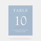 エレガントダスティブルーウェディングレセプションテーブル番号 アクリルサイン (正面)