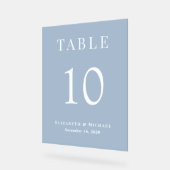 エレガントダスティブルーウェディングレセプションテーブル番号 アクリルサイン (傾斜)