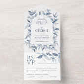 エレガントダスティブルーウォーターフローラアルチ結婚ーズ オールインワン招待状 (内側)