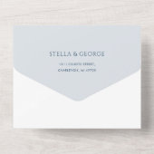 エレガントダスティブルーウォーターフローラアルチ結婚ーズ オールインワン招待状 (裏面)