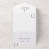 エレガントダスティブルーウォーターフローラ結婚ズ オールインワン招待状 (外側)