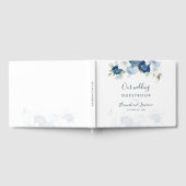 エレガントダスティブルーウォーターフローラ結婚ズ ゲストブック (全面)