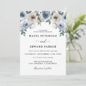 エレガントダスティブルーウォーターフローラ結婚ズ 招待状 (スタンド正面)