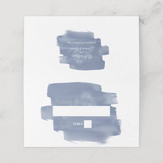 エレガントダスティブルーウォーター結婚カラー座席表 プレイスカード (外部開封)