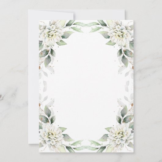 エレガントダスティブルーウォーター色の緑結婚色 招待状 (裏面)