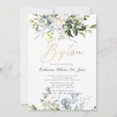 エレガントダスティブルーガムユーカリフェイク金ゴールド 招待状 (正面)