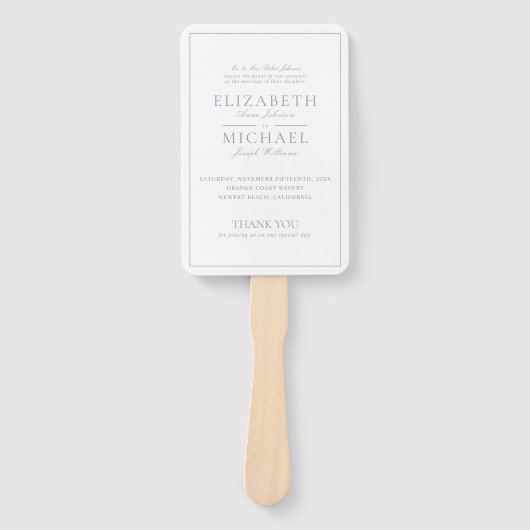 エレガントダスティブルークラシック結婚式 プログラム ハンドファン (正面)