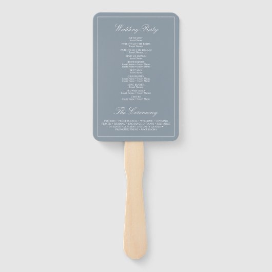 エレガントダスティブルークラシック結婚式 プログラム ハンドファン (裏面)