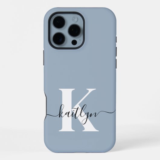 エレガントダスティブルースクリプトモノグラム iPhoneケース (裏面)