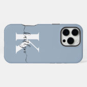 エレガントダスティブルースクリプトモノグラム iPhoneケース (裏面横)