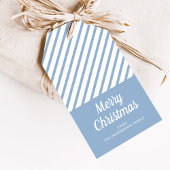 エレガントダスティブルーストライプクリスマス ギフトタグ