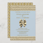 エレガントダスティブルーダイヤモンド&金ゴールド結婚ズ 招待状 (正面/裏面)